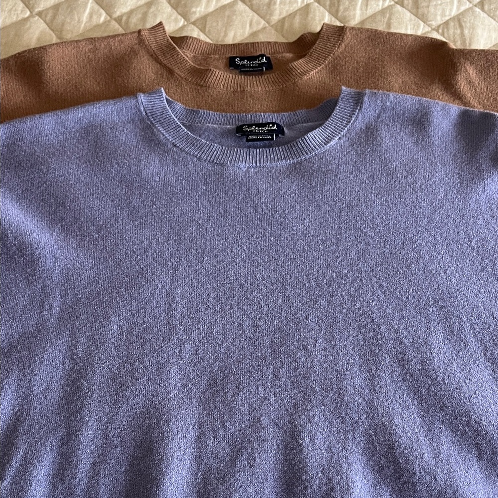 Bundle Splendid Crewneck Sweater in Lavender and Brown